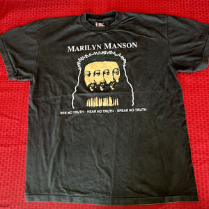 Marilyn Manson Believe Lie God Devil Antichrist retro vintage 90s style shirt
